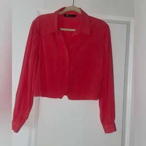 Zara. Collard Cropped button down, ballon sleeves.